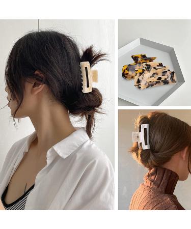 Celluloid Tortoise Rectangle Hair Claw Clips - Fashion Barrettes - Buy Online on SooperMarket.com
