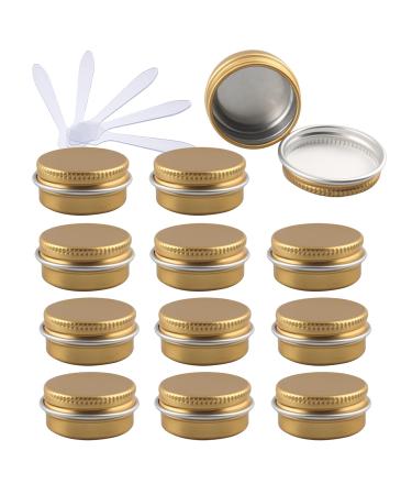 Zeoabsy 24 pieces 10ml gold aluminum empty doses with screw lid round aluminum chunks cream can screw box tins for cosmetics candle ointments 6x spatula gold 10ml