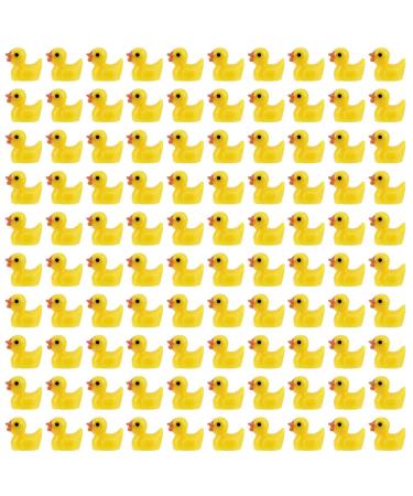 100pcs Mini Resin Ducks Decorations Tiny Ducks Miniature Figures for Craft Aquarium Garden Landscape Dollhouse Ornament Potted Decorations DIY (Yellow)