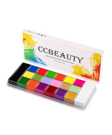 CCbeauty Professional Face Body Paint 20 Colors(6 UV Glow + 14 Classic Colors) Halloween Neon Face Painting Set  Oil Based Large Black White Body Paints for SFX Cosplay Costume Makeup