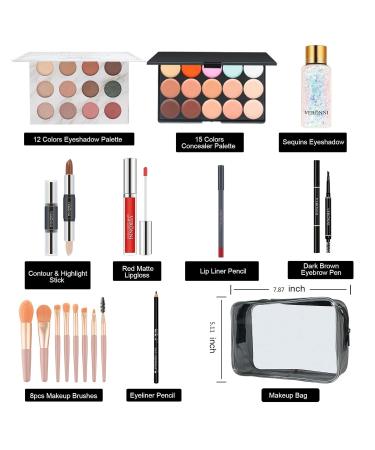 VERONNI All-in-One Makeup Kit for Girls & Women - Complete Gift Set with Eyeshadow Concealer Lipgloss & More - Perfect for Birthdays & Christmas - Buy Online on SooperMarket.com