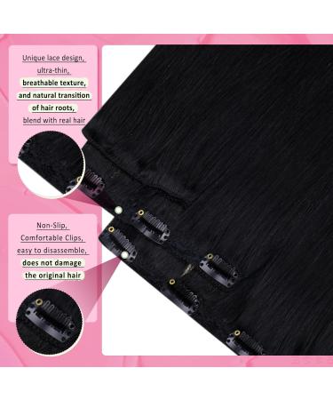 Youngsee Real Hair Clip In Extensions - 35cm Black 120g Remy Human Hair 7PCS - Buy Online on SooperMarket.com