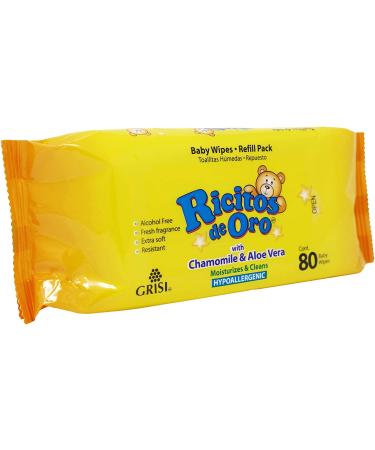 Ricitos de Oro Chamomile and Aloe Vera Baby Wipes Refill 6-Pack - Hypoallergenic, Moisturizing, Alcohol-Free, Lightly Scented, 480 Wipes - Buy Online on SooperMarket.com