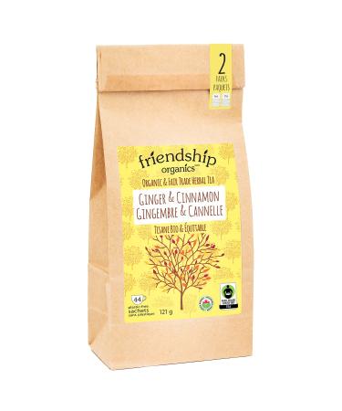 Friendship Organics Ginger Cinnamon Tea Bags Organic and Herbal Fair Trade 44 Count 44 Count (Pack of 1)