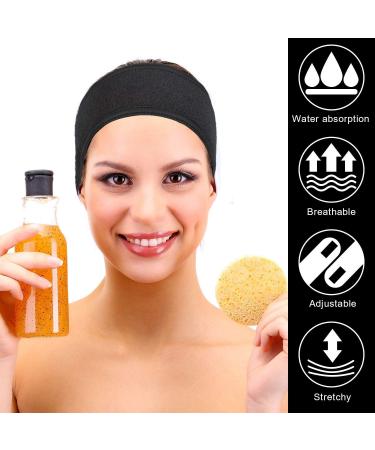 Quesuc Spa Facial Headband Make Up Wrap Head Terry Cloth Headband Adjustable Towel for Face Washing Shower 3 Pieces (White Black Pink) - Buy Online on SooperMarket.com