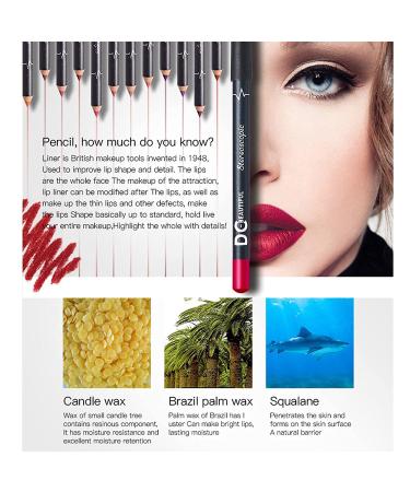 C-BEAUTIFUL 12Pcs Lip Liner Pencil Set - Waterproof, Non-marking Matt Velvet Lipstick Pen - Long Lasting Lipliner Set with Sharpener - Buy Online on SooperMarket.com