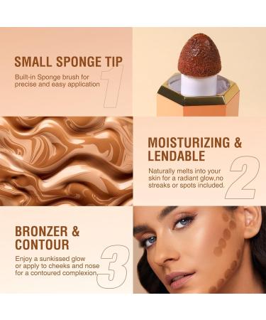 Caramel Tan Bronzer Contour Stick - Cream/Liquid Wand for Smooth Matte Finish - Natural Makeup Effect - Bronzer Beauty Products - Buy Online on SooperMarket.com
