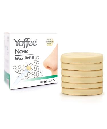 Original Yoffee Nose Wax Refill - Nose Hair Wax Refill - 6x20g Discs (120 g) - Nose Hair Removal Wax for Men & Women - Organic Beeswax & Aloe Vera Nose Hair Remover - Made in Spain REFILL WAX