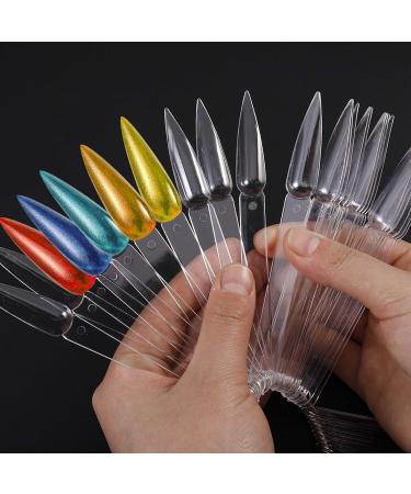 200 Clear Stiletto Nail Swatches Sticks - Nail Gel Polish Display Board for Practice - Detachable Fan-shaped Wheel with Ring Holder - Buy Online on SooperMarket.com