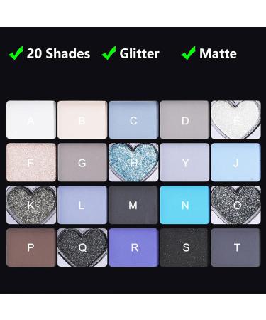 Glitter Navy Blue Eyeshadow Palette - 20 Intense Shades for Women - Blendable Pressed Pigment Makeup Set - DS102 - Buy Online on SooperMarket.com