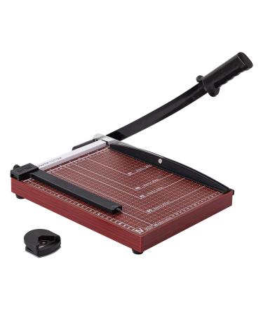 TAINSE Paper Cutter, Paper Trimmer 12 Cutting Length with Safety Blade Lock, 10 Sheets Capacity, Heavy Duty Wooden Base, Paper Slicer Cutter for Home, Office - Wood