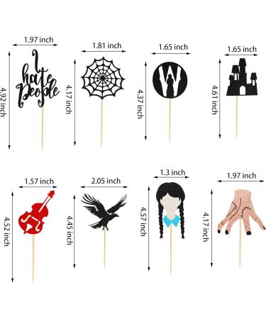 Arthsdite 24Pcs Horror Wednesday Addams Cupcake Toppers Thing Hand Black Eagle I Hate People Cobweb Castle Girl Addams Family Cupcake Picks for Fantasy Wednesday Birthday Party Cake Decorations - Buy Online on SooperMarket.com