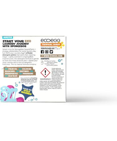 SpongeBob x Ecoegg Laundry Egg Refill Sensitive - 60 Loads Tropical Burst | Eco-Friendly No Enzymes Phosphates Palm Oil Chlorine Bleach or Parabens - Buy Online on SooperMarket.com