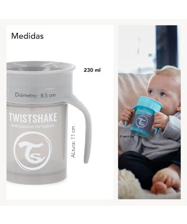 Twistshake 360 Cup 6+m - Pastel Grey & Black | Spill-Proof Baby & Toddler Cup for Easy Hydration | International Shipping Available - Buy Online on SooperMarket.com
