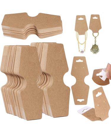 200 PCS Necklace Display Cards Self Adhesive - Jewelry Adhesive Kraft Paper Cards Necklaces  Keychains  Bracelet Display Cards  Jewelry Display Cards for Necklaces (Cowhide)