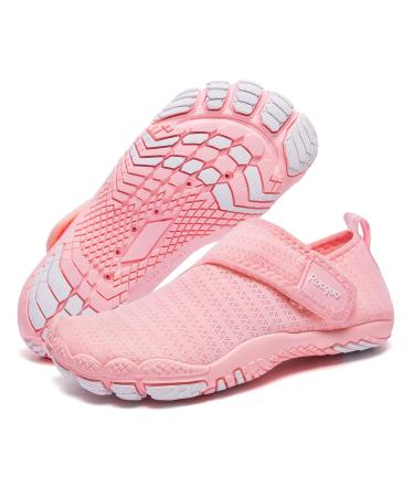 Racqua Boy's Girl's Kids Water Shoes Quick Dry Barefoot Lightweight Pool Swim Beach Sport Aqua Shoes(Toddler/Little Kid/Big Kid) 3 Big Kid Wzk163g-pink
