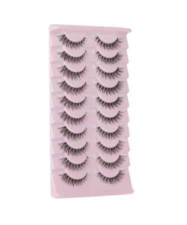 Wiwoseo 15MM Cat Eye False Eyelashes - Natural Wispy Russian Strip Lashes, 10 Pairs for Small Eyes - Buy Online on SooperMarket.com