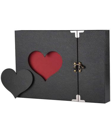 Scrapbook Firbon Handmade DIY Family Photo Albums Couples Memory Book Black Page Scrap Book for Anniversary  Christmas  Valentine's Day  Birthday (Black)