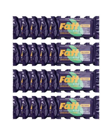Fatt Ketogenic Bites (Chocolate + Mint 20 Pack) - 100% Natural Keto Snack Bars - 4g Carbs - Zero Sweeteners - High Prebiotic Fibre - Low Sugar - Low Carb - Gluten Free Mint Chocolate 20 Pack