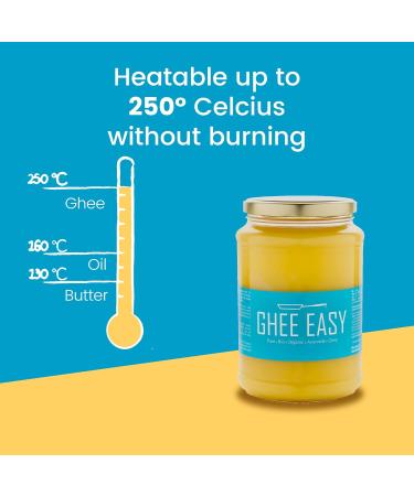 Ghee Easy 1250g Bio Ghee from Grass-Fed Cows - Highly Pure Authentic Ayurvedic Ghee Without Additives - Certified Organic & Biodynamic - Free from Lactose and Gluten - 100% European Plain Ghee 1250g - Buy Online on SooperMarket.com