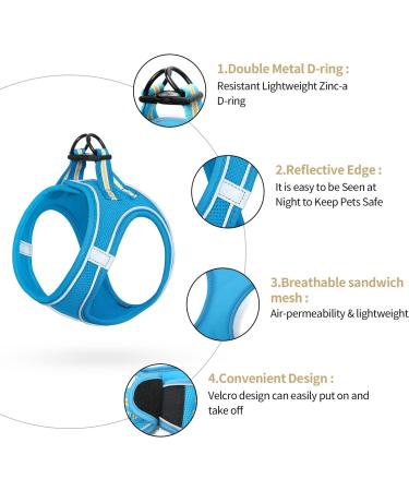 Heele Dog Harness for Small & Medium Dogs | Adjustable Reflective Soft Mesh Breastplate | Breathable Sky Blue Puppy Harness - Buy Online on SooperMarket.com