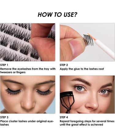 SISILILY Individual Lashes Cluster 50 Pcs Kit | DIY Reusable 3D Eyelash Extension | Soft Natural C CC D Curl Individual Eyelashes with Glue | 10/12/14/15/16mm Length - DM12 - Buy Online on SooperMarket.com