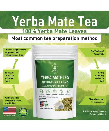 Organic Yerba Mate Tea - 50 Tea Bags | Rich in Chlorophyll & Antioxidants | Made in USA - 3.5oz - Buy Online on SooperMarket.com