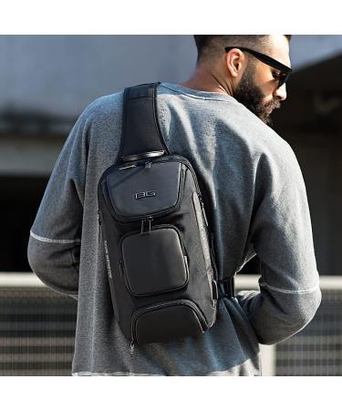BANGE Waterproof Men's Chest Bag Crossbody Sling Backpack - Black (3 Pockets) - Buy Online on SooperMarket.com