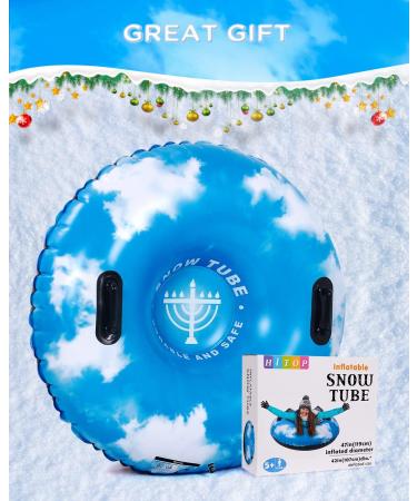 HITOP Snow Tube - Heavy Duty Inflatable Sled for Kids and Adults | Thickened 0.9mm Material | Perfect Winter Toy Gift - Cloud Sky03 - Buy Online on SooperMarket.com