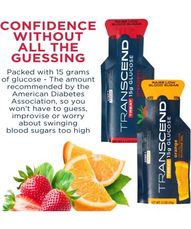 Transcend Glucose Gel Packs - Strawberry & Orange 50 Pack - FSA/HSA Eligible - Made in USA - 15g Dose - Diabetic Blood Sugar Support - Buy Online on SooperMarket.com
