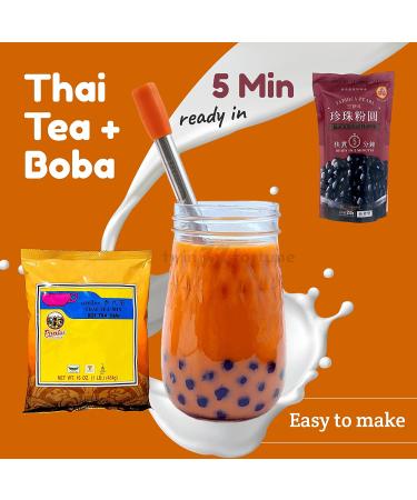 Thai Tea Boba Kit TF21 with Traditional Pantai Loose Leaf Tea, WuFuYuan Bubble Tea Tapioca Pearls, Stainless Steel Boba Straws & Accessories - Makes 30+ Drinks - Buy Online on SooperMarket.com