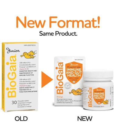 BioGaia Probiotic Junior Immune & Gut Health Tablets | New Format | Probiotic + 800 IU of Vit. D | 30-Day Supply/Chewable Tablets | For kids & Teens | Eases constipation | Helps maintain immune function | Development of bones and teeth | Prevent episodes  - Buy Online on SooperMarket.com