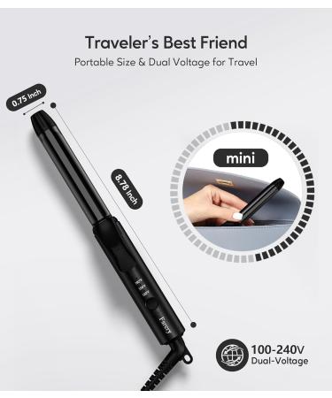 Dual Voltage Mini Curling Iron 3/4 Inch Barrel - Keratin & Argan Oil Infused Adjustable Temperature Travel Storage Bag - Perfect for International Travel - Buy Online on SooperMarket.com