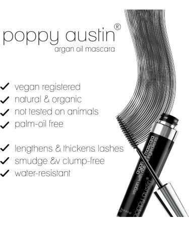 Poppy Austin Vegan Mascara - Black Volume & Length Waterproof - Hypoallergenic & Cruelty-Free - Organic Natural Mascara for Sensitive Eyes - 9g - Buy Online on SooperMarket.com