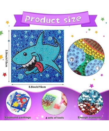 HUBENDMC 9 Pack 5D Diamond Painting Kits for Kids - Cute Full Drill DIY Gem Arts and Crafts - Ages 8-12 - Diamond Dots Home Wall Decor 6X6 inch - Buy Online on SooperMarket.com