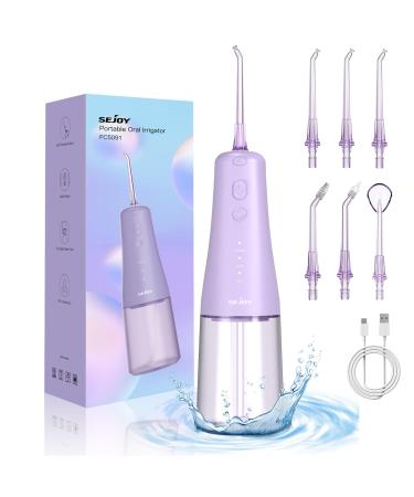 Sejoy Water Flossers for Teeth Cordless Portable Water Flosser Oral Irragator Floss Water Jet for Teeth Cleaning Kit Professional Electric Water Deantal Pik DIY Mode 6 Tips 300mL Water Tank-IPX7 Purple