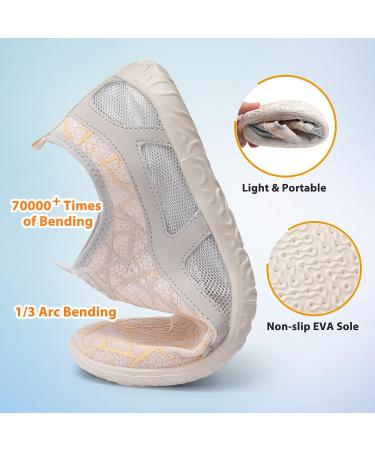 LeIsfIt Unisex Water Shoes - Quick-Dry Aqua Socks for Beach, Pool, Surf - Beige - Size 8-9 Women/6.5-7 Men - Buy Online on SooperMarket.com