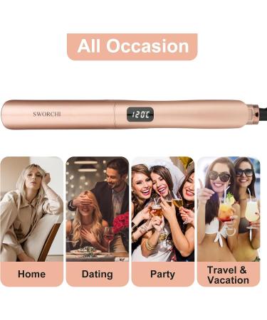 Lure & Smooth 2-in-1 Hair Smoothing & Curling Iron - Ceramic Waves for All Hair Types - LCD Display - Perfect Halloween Gift (Pink) - Buy Online on SooperMarket.com