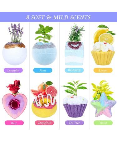 MAQUITA 8Pcs Shower Bath Bombs - Aromatherapy Stress Relief Spa Gift for Women & Girls | Perfect for Mother's Day, Birthday & Christmas - Buy Online on SooperMarket.com