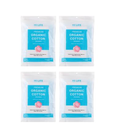 Hi Life Premium Organic Square Cotton Makeup Remover Pads Makeup Remover Face Cleaning Wipes-Square 200 Pads-Pack of 4