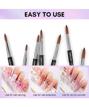 Saviland 7PCS Black Kolinsky Acrylic Nail Brush Set - Professional Brushes for Acrylic Application, Extension, and Carving - Sizes 4/6/8/10/12/14/16 - Buy Online on SooperMarket.com