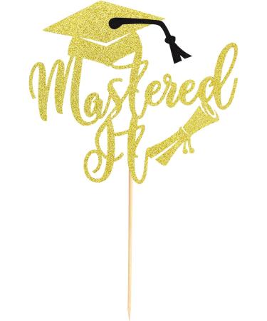 Arthsdite 1Pc Mastered It Cake Topper College Grad Class of 2024 Congratulations MBA Graduation Party Decorations Supplies - Gold Glitter Gold Mastered It Cake Topper - Buy Online on SooperMarket.com