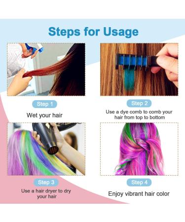 Kalolary Temporary Hair Chalk for Girl - 10 Washable Colors - Rainbow Hair Dye Comb for Birthday, Masquerade, Cosplay - DIY Decorate Gift - Buy Online on SooperMarket.com