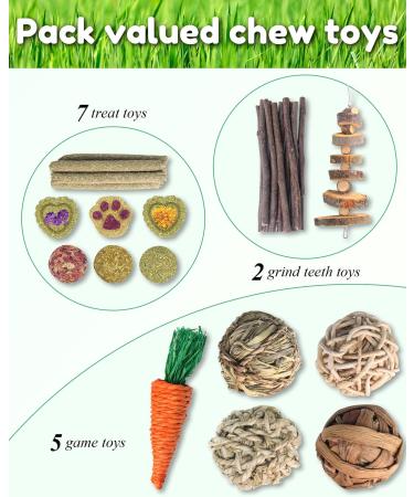 Pweituoet Rabbit Toys for Small Animals - 100% Natural Handmade Chew Treats for Bunny, Hamster, Guinea Pig, Chinchilla, Rat | Variety of 14 Types - Buy Online on SooperMarket.com