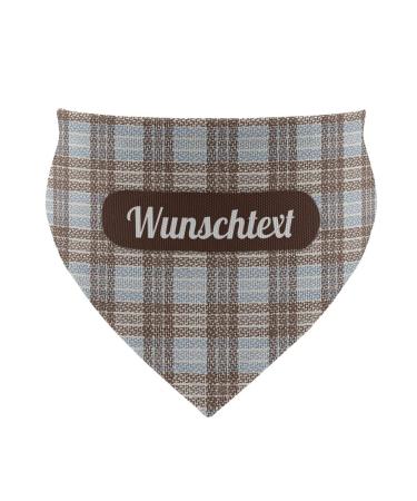 Printplanet - Dog hollow with name or text - Neck towel for dogs - layout check pattern brown -blue - size m size m check pattern brown -blue