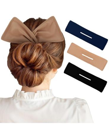 WLLHYF 3 Pieces Hair Bun Maker French Doughnut Hair Bun Lazy Hair Curler Bun Clips Solid Color Fashion Hair Bun Wraps Hairstyle Hair Styling Accessories for Women Girls