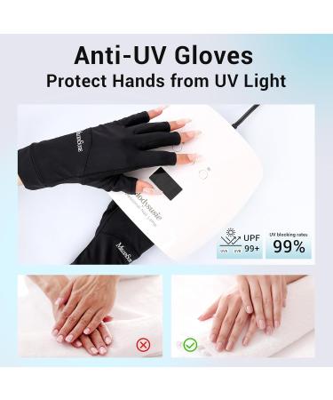Buy MelodySusie Premium UV Gloves for Nails - Professional UPF 99+ Protection Cool Fabric Fingerless Anti-UV Glove for Manicures - Protect Your Hands from UV Harm - Buy Online on SooperMarket.com