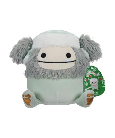 Squishmallows Original 7.5-Inch Evita the Grey Bigfoot with Trapper Hat Small-Sized Ultrasoft Plush Bigfoot with Hat