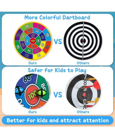 Dioju Dart Board for Kids - Double Sided Dartboard with 12 Sticky Balls | Indoor Outdoor Sport Toys for Boys & Girls | Target Action Game for Ages 3-12 | Perfect Birthday Party Gift - Buy Online on SooperMarket.com