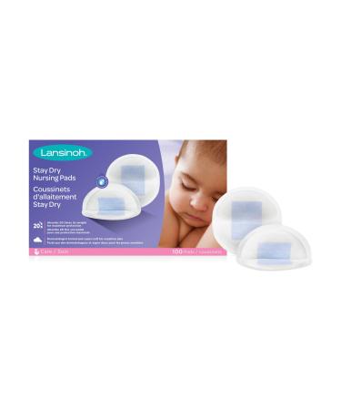 Lansinoh Stay Dry Disposable Nursing Pads Ultra Thin with Full Coverage Soft and Super Absorbent Breast Pads Breastfeeding Essentials for Moms 100 Count 100 Count (Pack of 1)